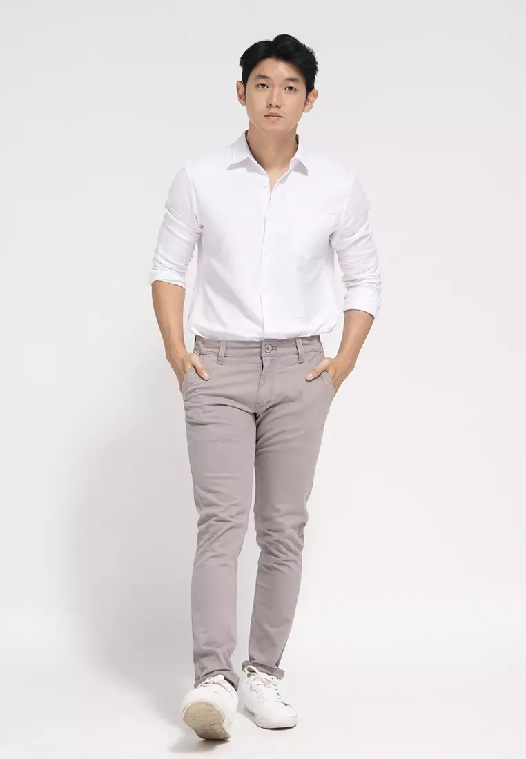 Celana Chinos Cotton Stretch Mid Grey OXCON