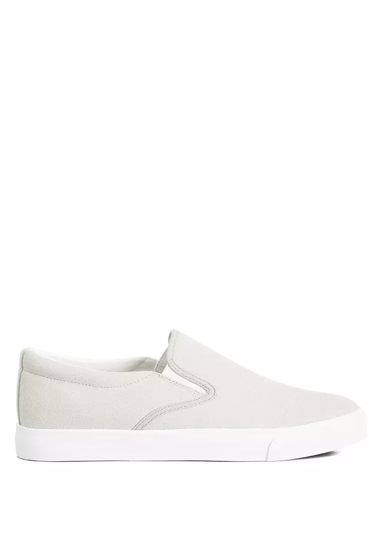 Discount on London Rag  shoes - SKU: Men's Faux Suede Slip On Sneakers In Light Grey