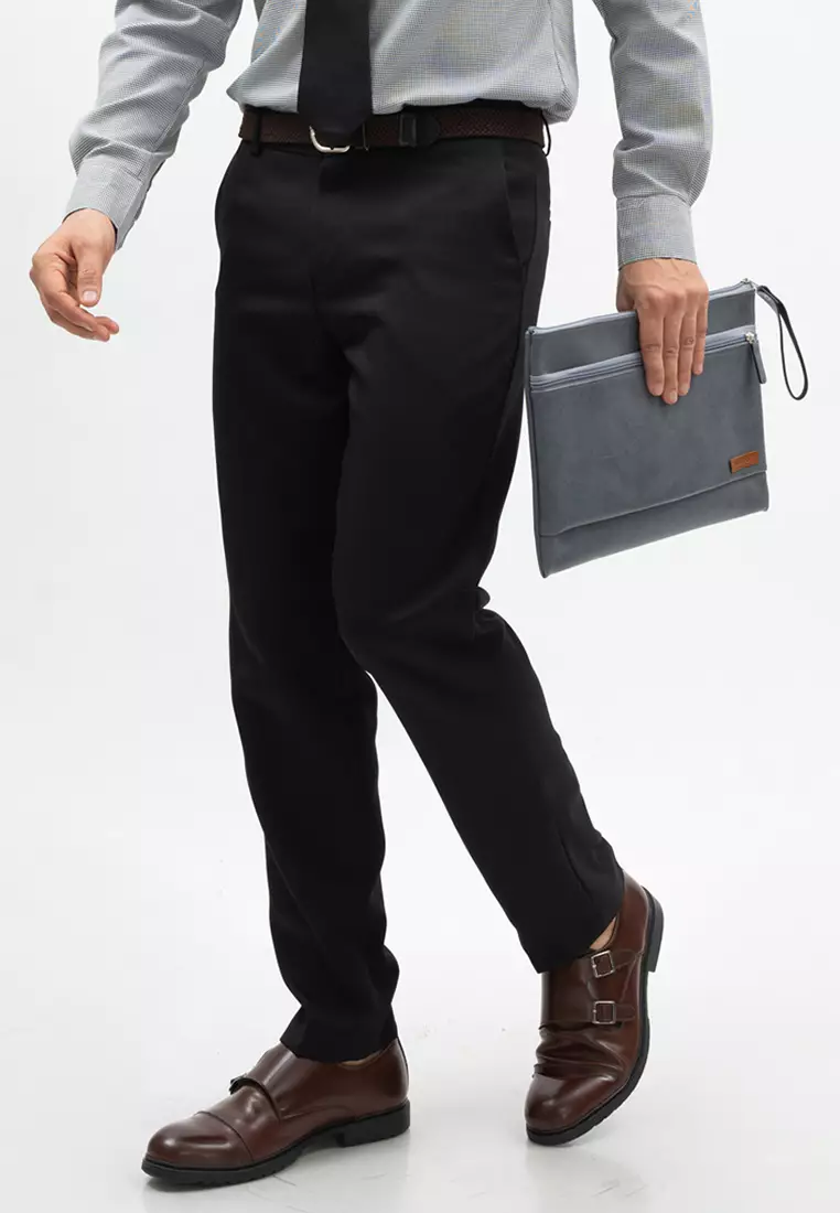 Houseofcuff Clutch Pria Tas Tangan Unisex Abu-Abu Model Double Zipper