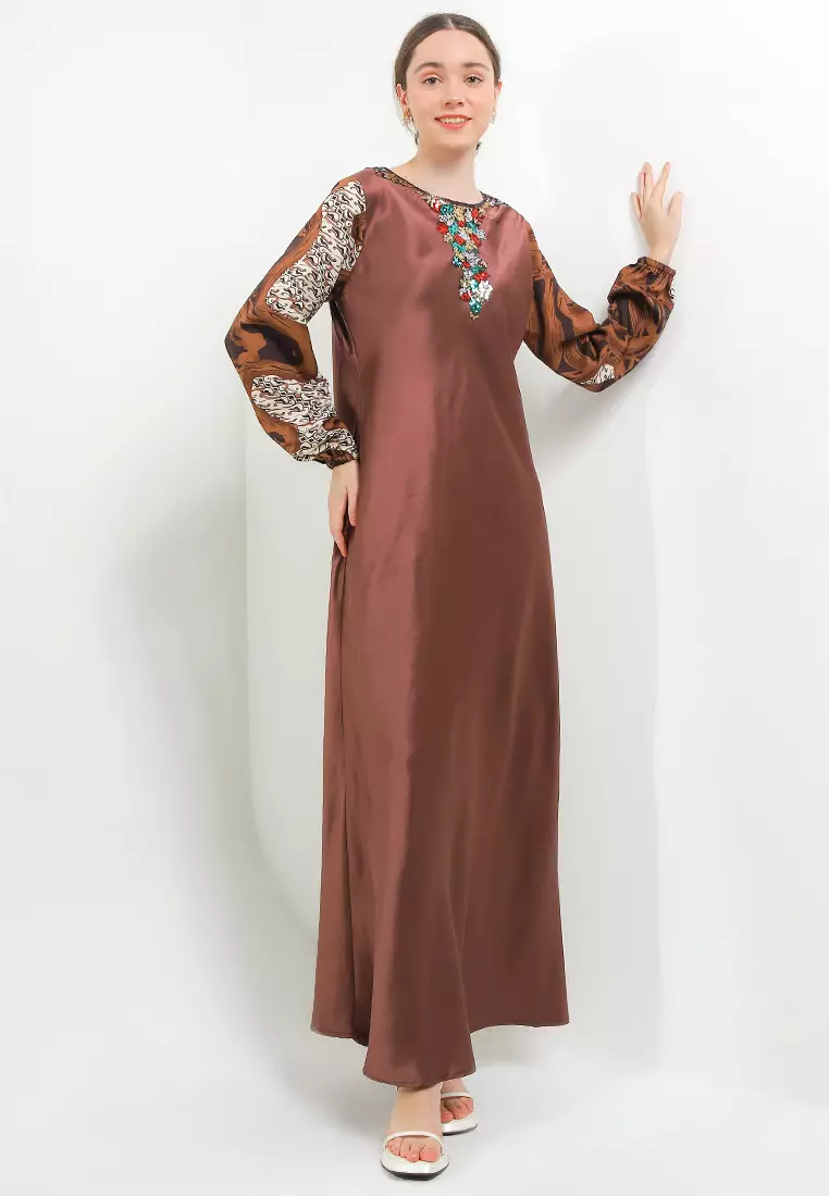 Abaya Serong Tangan Serut