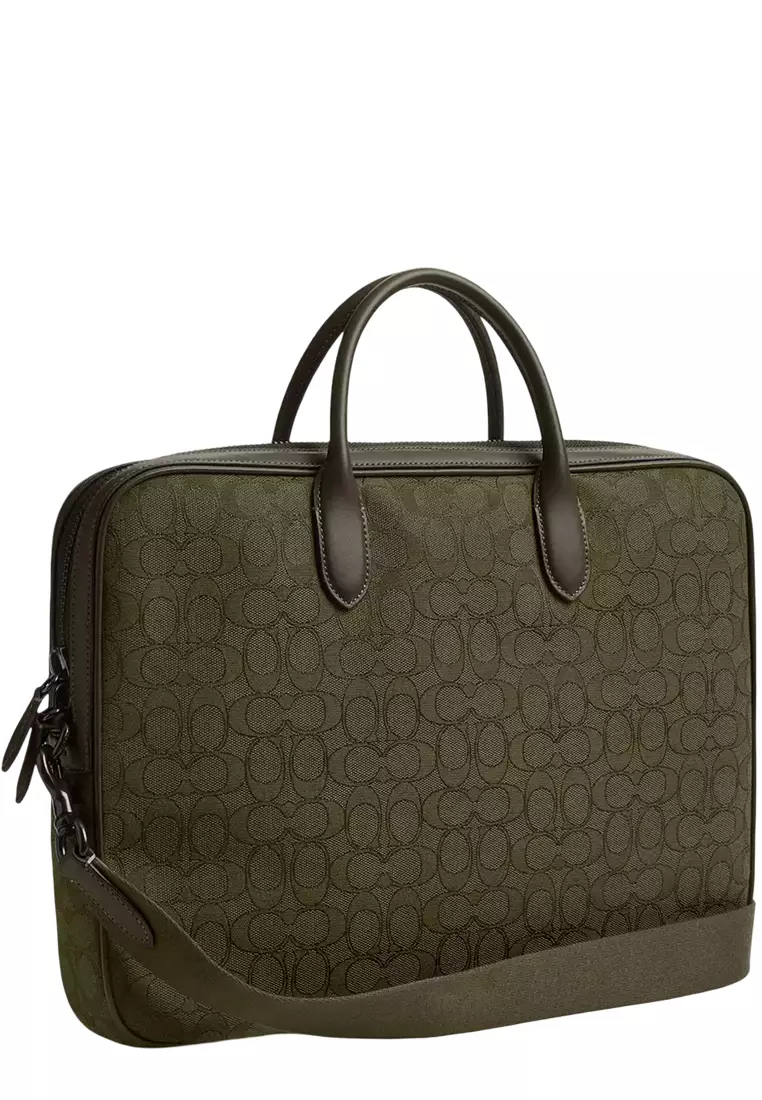 Theo Work Bag In Signature Jacquard - Olive Drab CAK97