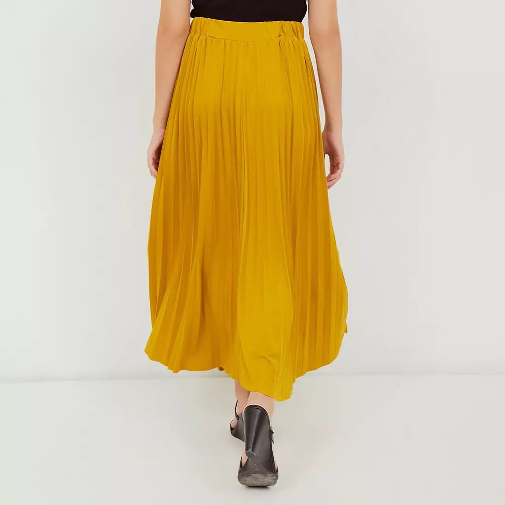 MAYONETTE Daisy Rok Plisket Panjang Wide Maxi - Yellow