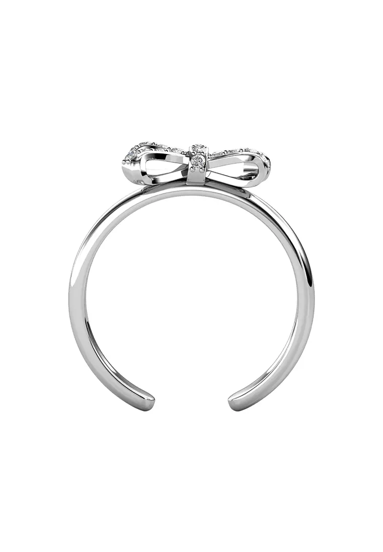 Classic Ribbon Ring WG - Cincin Crystal Swarovski by Her Jewellery