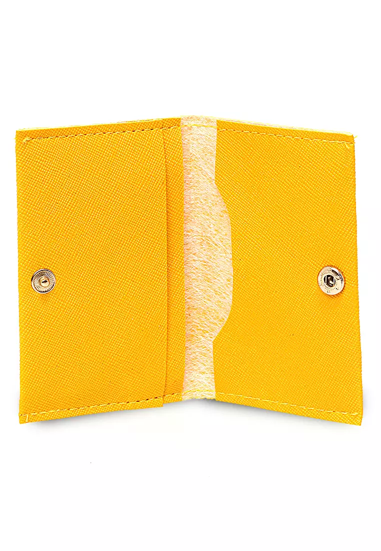 Dompet Mini Motif Polos Detail Snap Kancing Card Wallet Design Simple - Lime