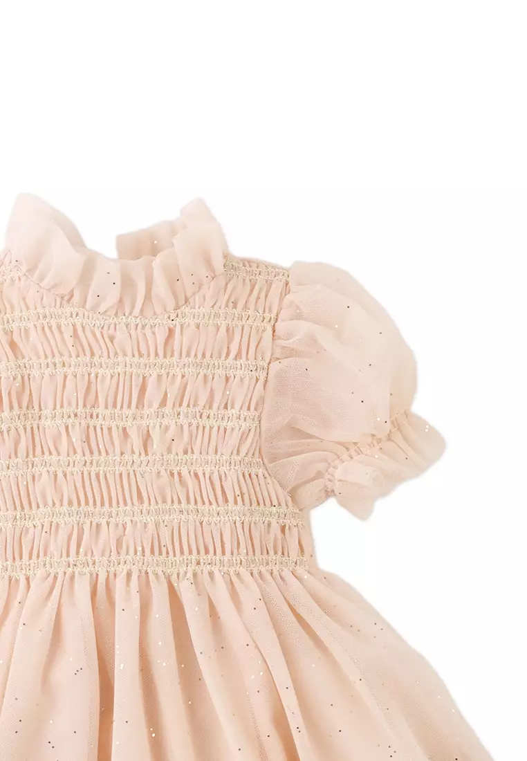 Baby Melissandre Puff Sleeved Dress With Back Ribbon