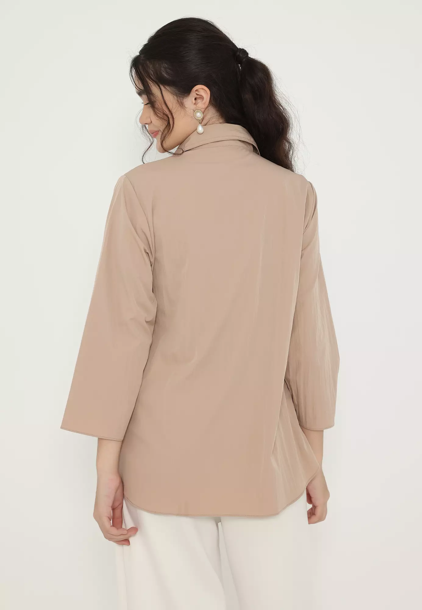 Blouse Chocolate V Neck Casual Arlette By Brilliant Girl Warna Coksu