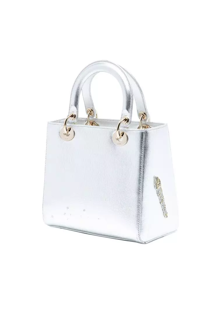 Pre-Loved Dior Medium Calfskin Patch Embellished Lady Dior