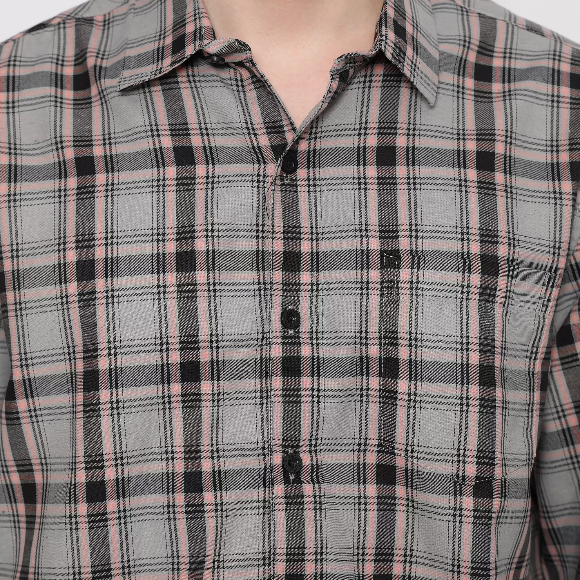 Platini Kemeja Kotak Pria Lengan Panjang Abu 76351