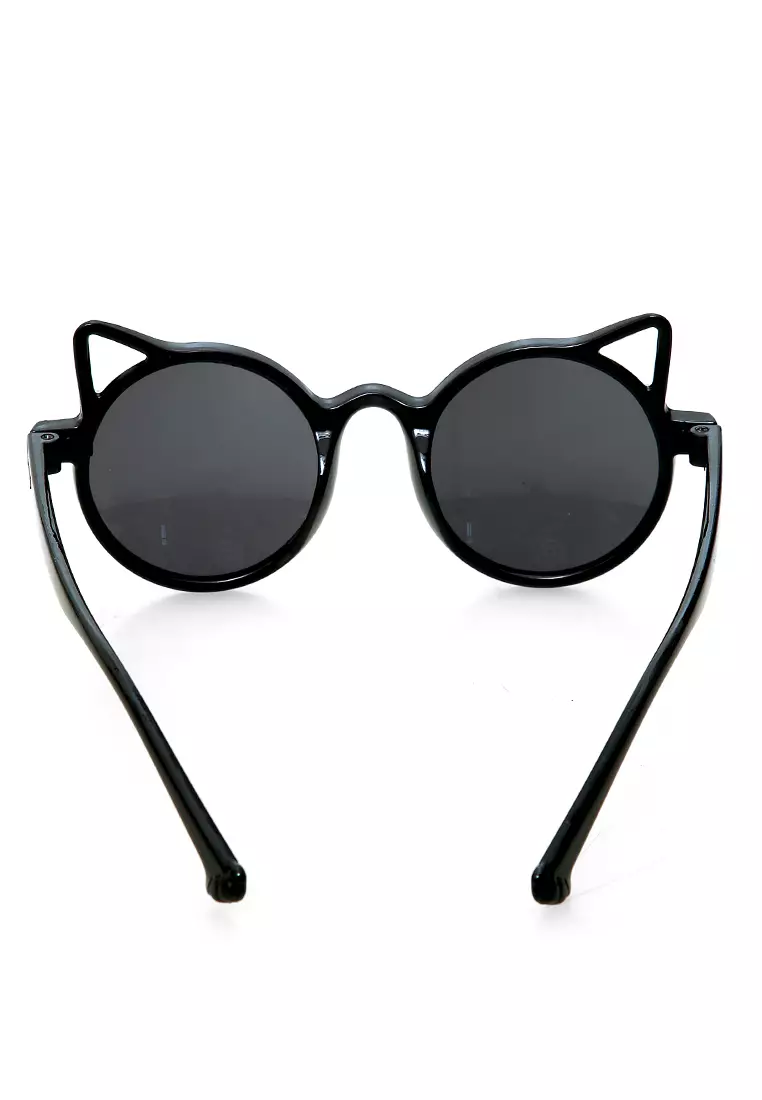 Ulrico Kacamata Hitam Anak Unisex Cat Ear Model Sunglasess Cute Design Material PC ORIGINAL - Black