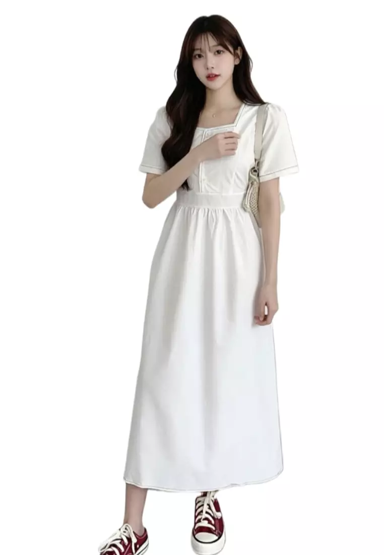 French retro square neck fashion dress CA26033036W