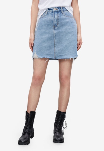 Buy Urban Revivo Ripped Denim Skirt Online Zalora Singapore