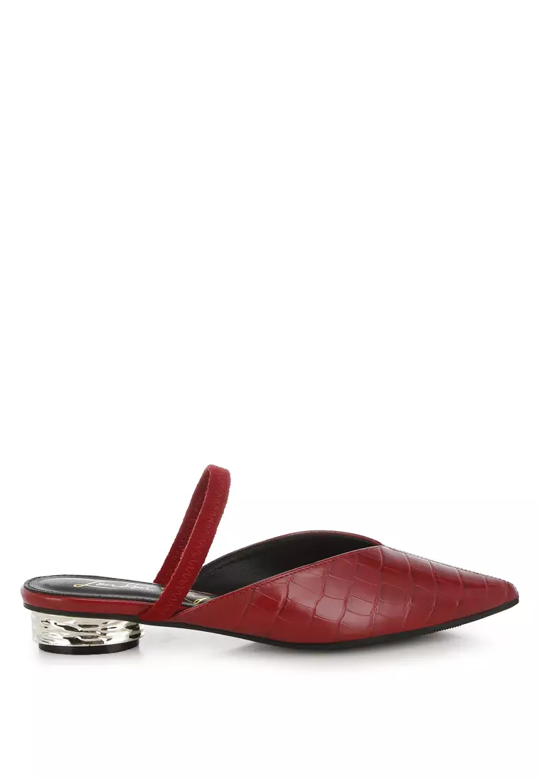 Discount on London Rag  shoes - SKU: Fantasy Heel Croco Mules In Red