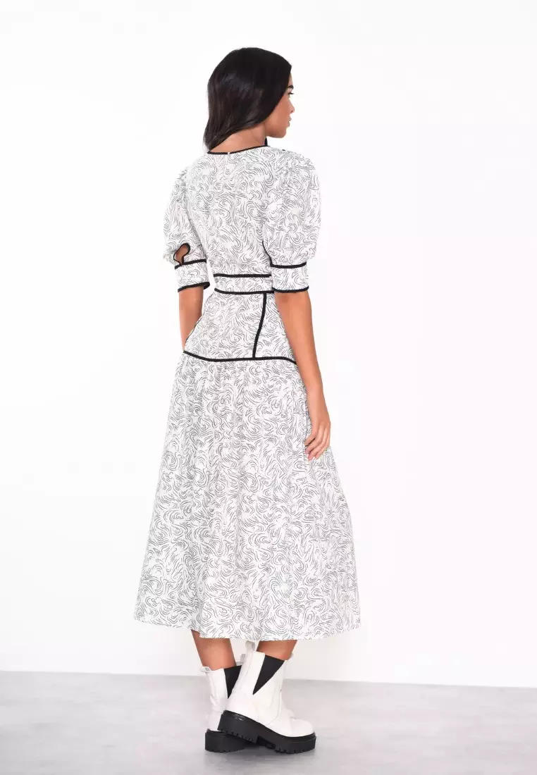Contrast Binding Midi Dress
