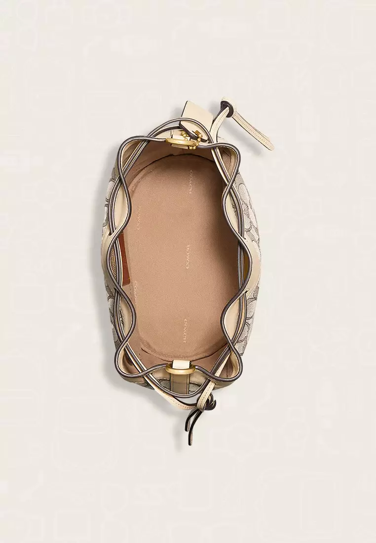 Coach Field Bucket Bag In Signature Jacquard Stone Ivory