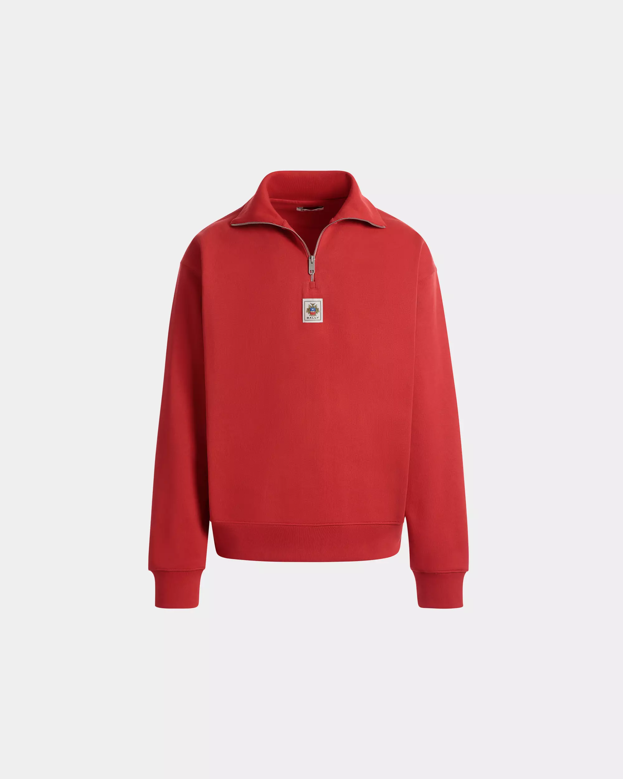 Half Zip Sweatshirt in Cotton - Red