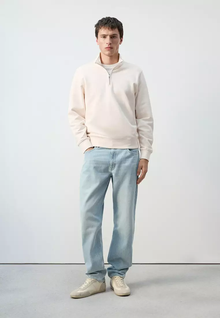 100% Cotton Zip-Neck Sweatshirt