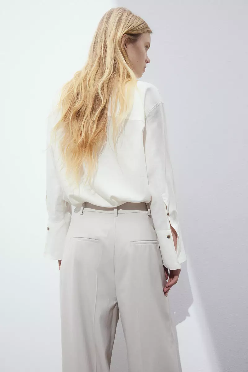 Oversized linen-blend shirt