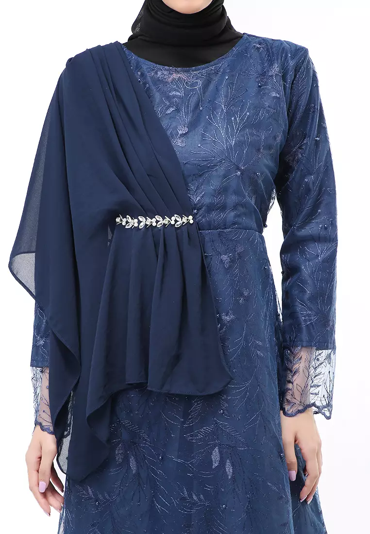 Anita Gaun Long Dress Wanita Regular Fit - Navy