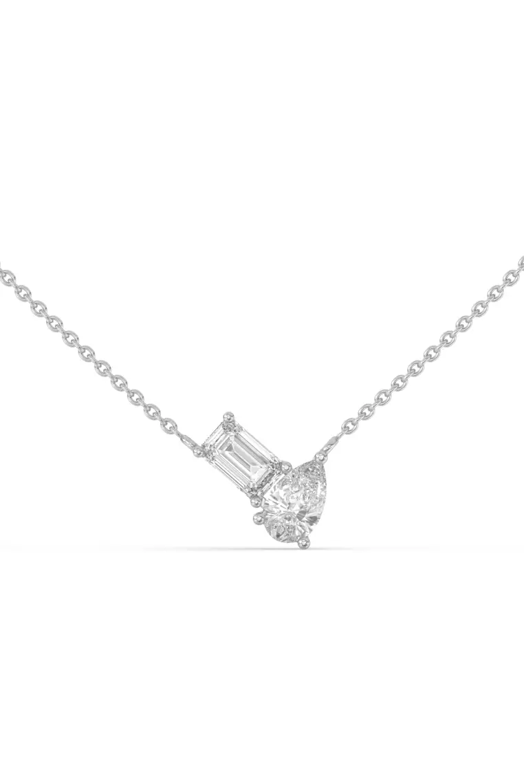 Toi Et Moi Brilliant Duo Lab Grown Diamond Pendant Necklace in 14K White Gold D/E-VVS/VS (0.94ct TDW)