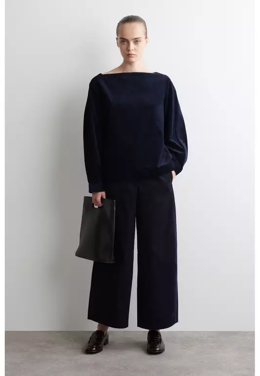 CORDUROY BARREL-LEG TROUSERS