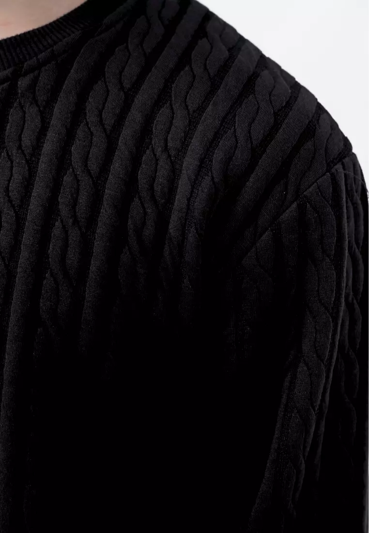 Ryusei Sweater YURA Knit Black – Sweater Knit dengan Tekstur Unik