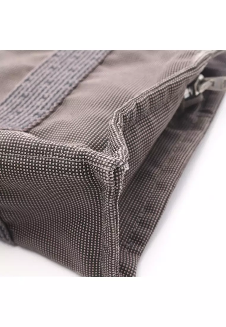 Pre-Loved Hermès Yale Line PM Handbag tote bag canvas Dark gray silver hardware
