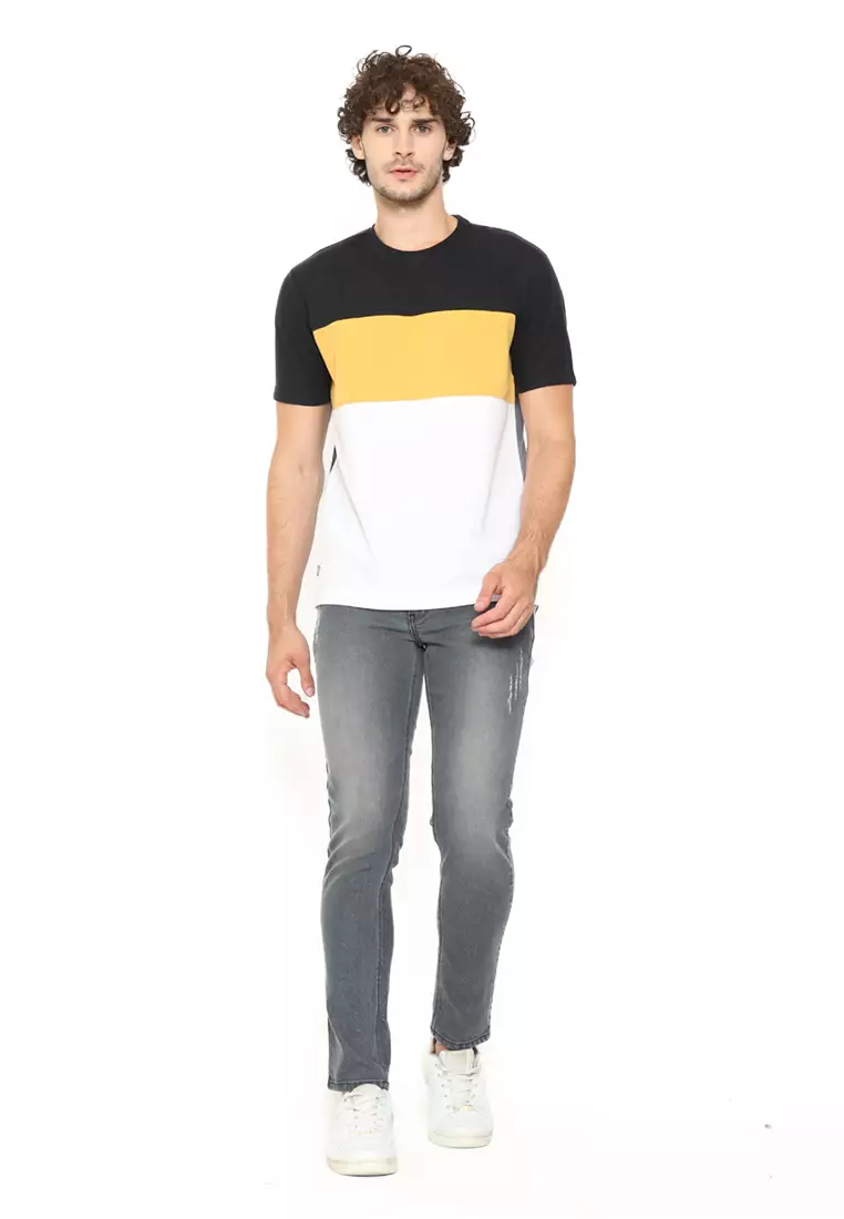 Slim Fit Jeans Thumbs Up Grey Aksen Rips 132304