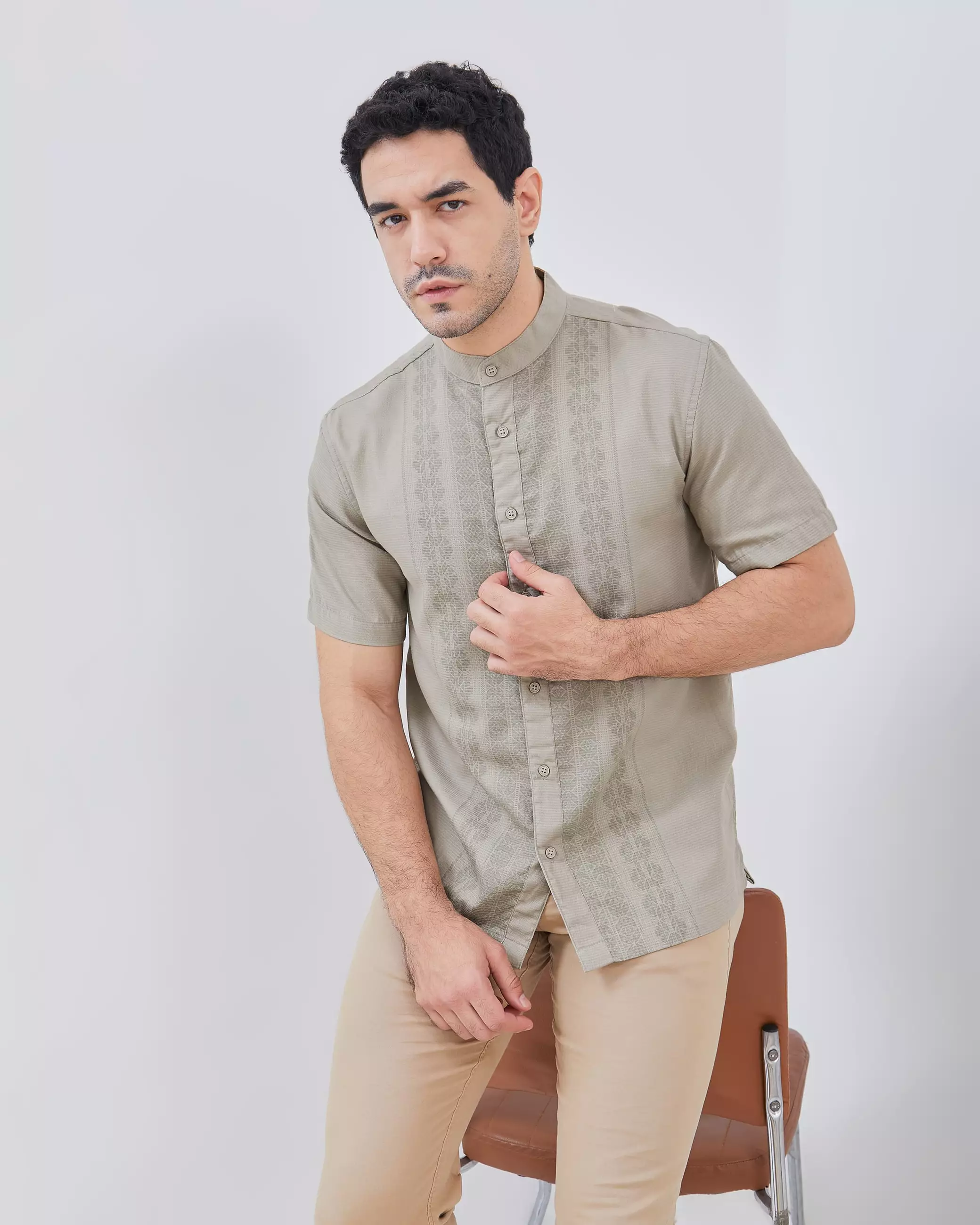 AMK Kemeja Koko Pria Lengan Pendek KK Kurnia S/s Light Green