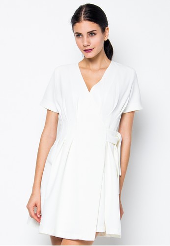 Belt-Bow Mini Dress - White