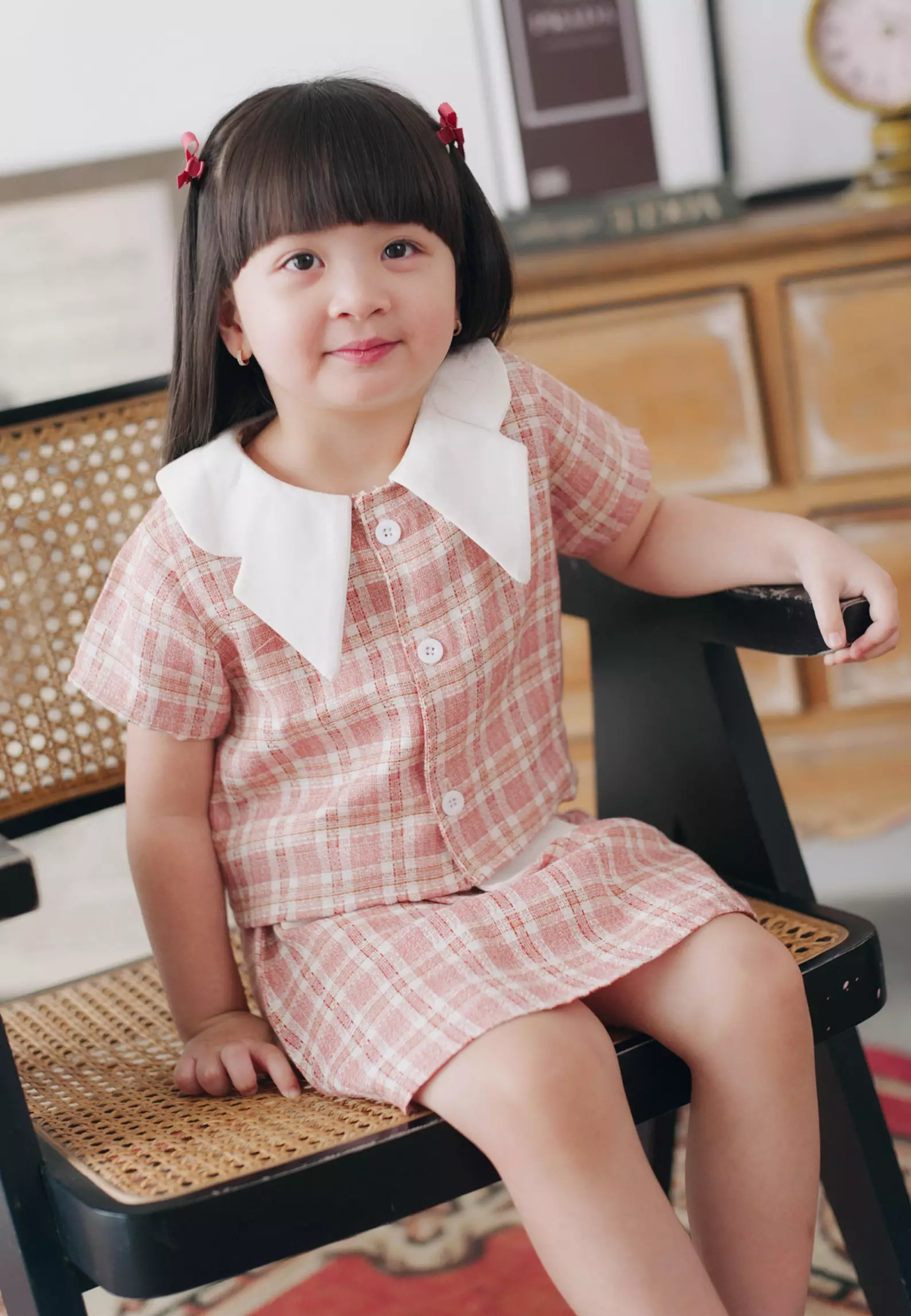 Two Mix - Mariposa Set Setelan Baju Anak Perempuan Korean Style 1-12 Tahun 4402 Peach