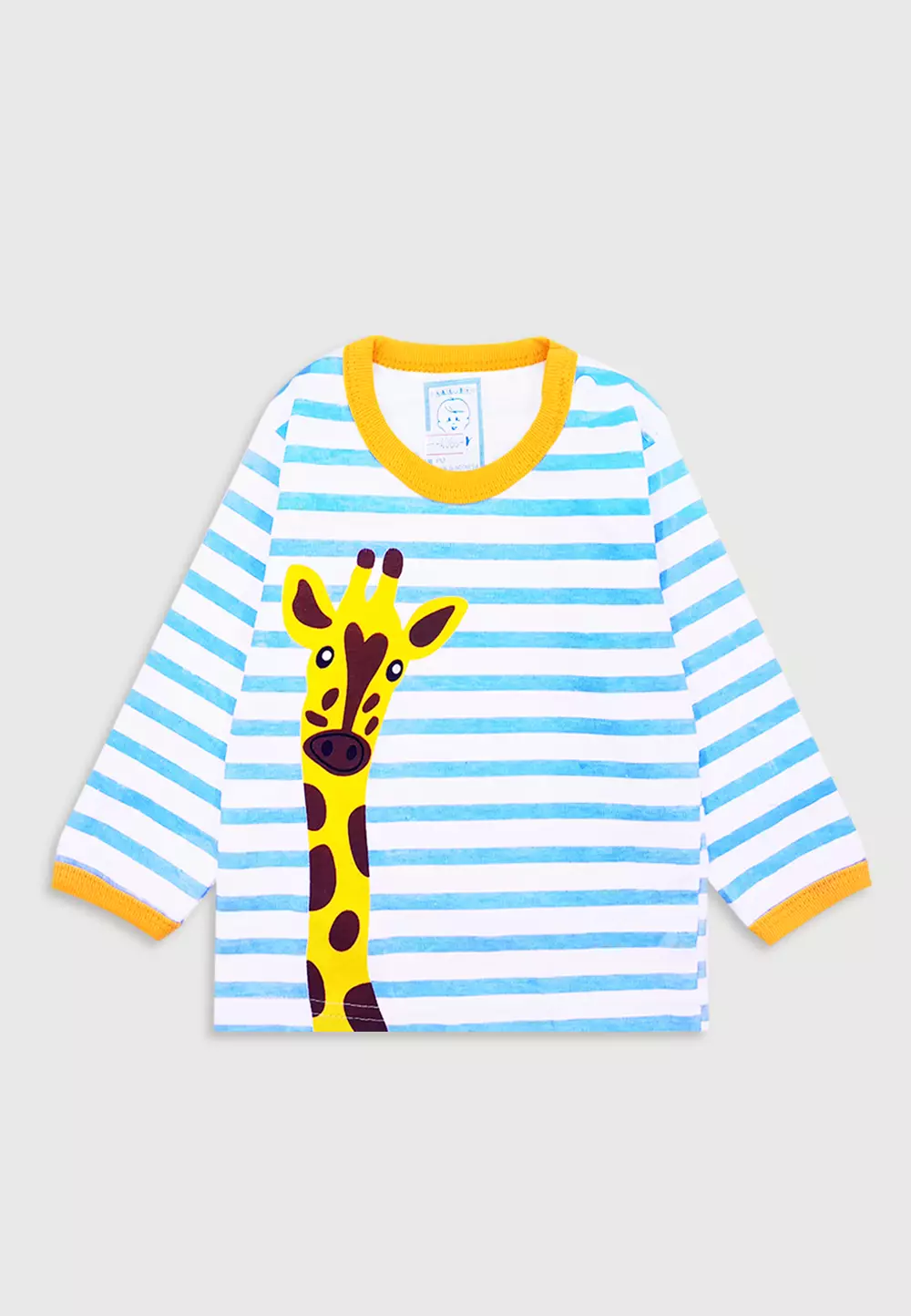 Wakakids Piyama Bayi Anak Laki Laki Usia 0 Bulan Hingga 6 Bulan Setelan Baju Lengan Panjang Motif Giraffe 4086 Kuning
