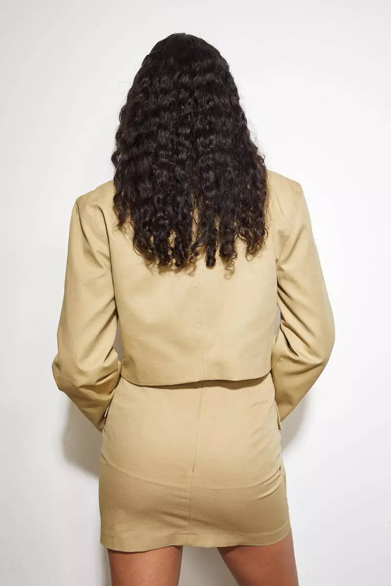 Linen-blend cargo mini skirt