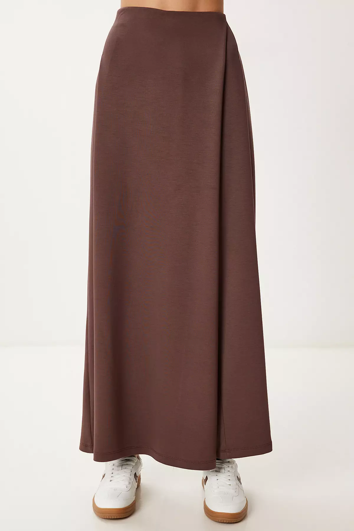 Women's Brown Skirt Look Flexible Knitted Baggy Trousers Cr00520