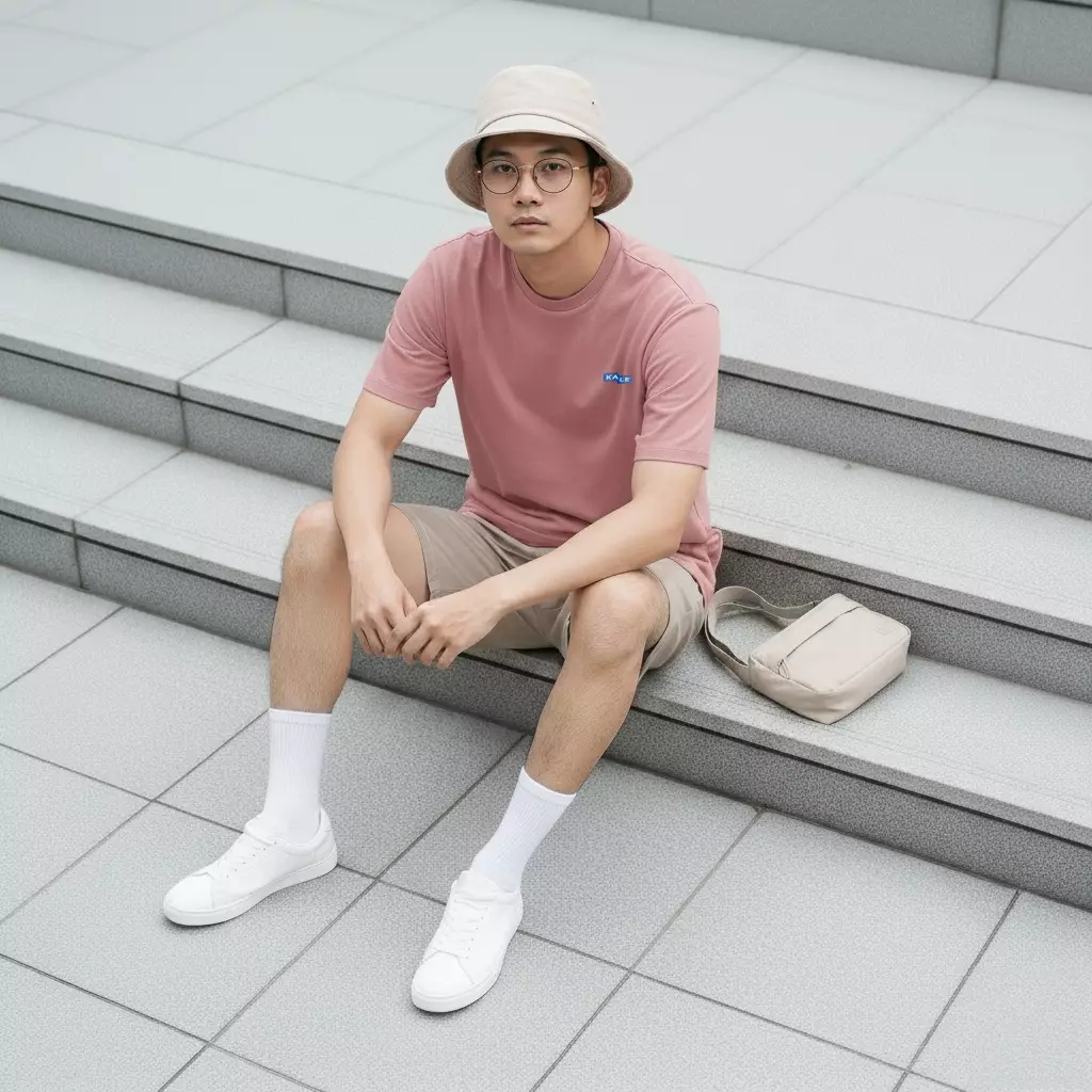 Kale PLUTO ROSE T-shirt Cotton Cloudy Boxy Fit - Kaos Korea - Atasan Kaos Pria - Kaos Basic Pria