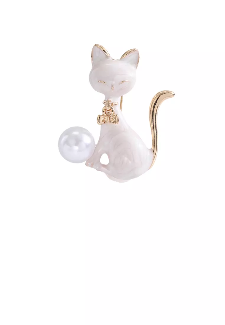 Buy SOEOES Fashion and Simple Plated Gold Enamel White Cat 