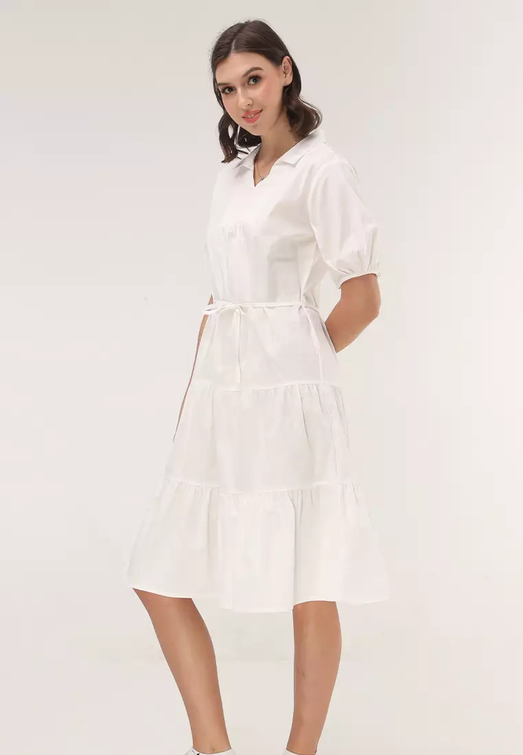 Cotton Poplin Short Sleeve Dress