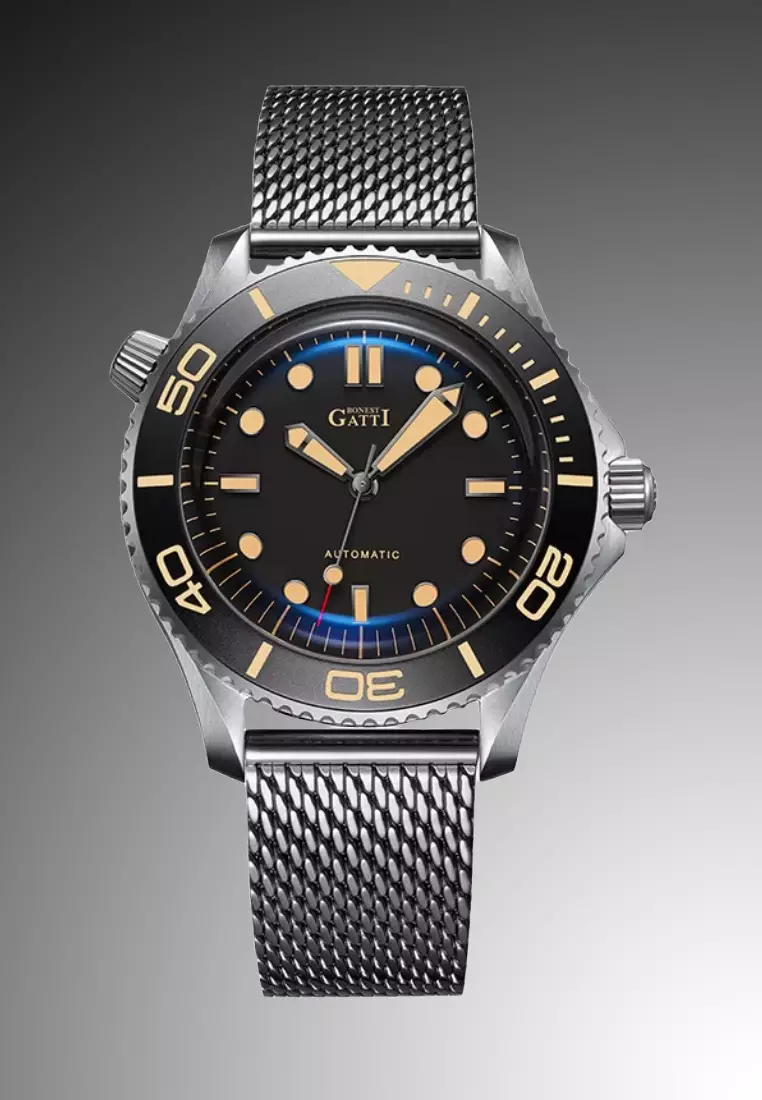 Automatic Unisex Titanium & Ceramic Watch, Stainless Steel Bracelet