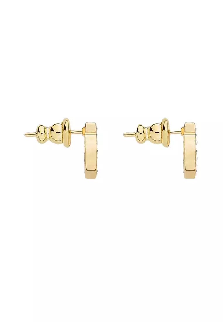 FERRAGAMO Gancini Crystals Small Earrings In Gold Color 696576