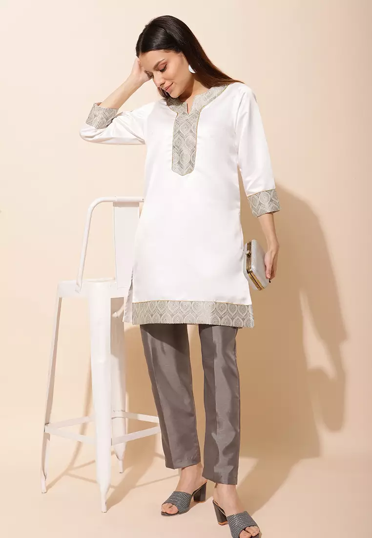 Chanira Festive Arifa Pants-Silver Grey