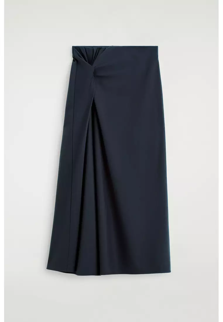 TWIST-DETAIL JERSEY MIDI SKIRT