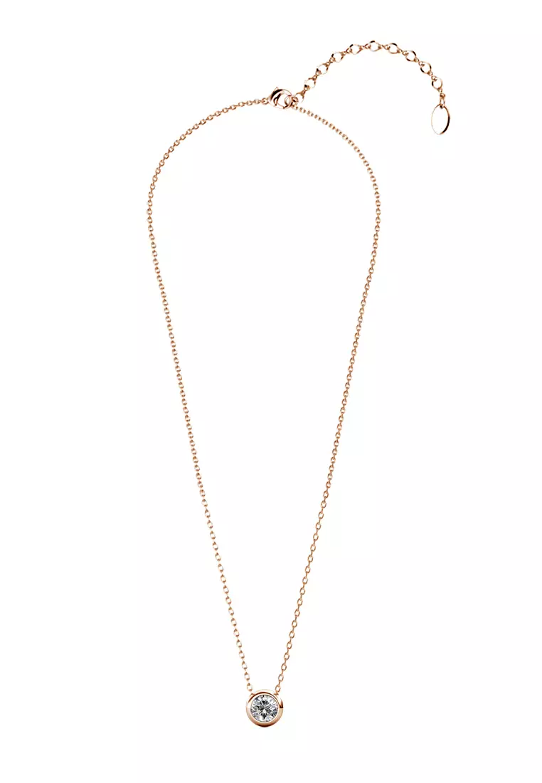 Birth Stone Moon Pendant April Diamond RG - Kalung Crystal Swarovski by Her Jewellery