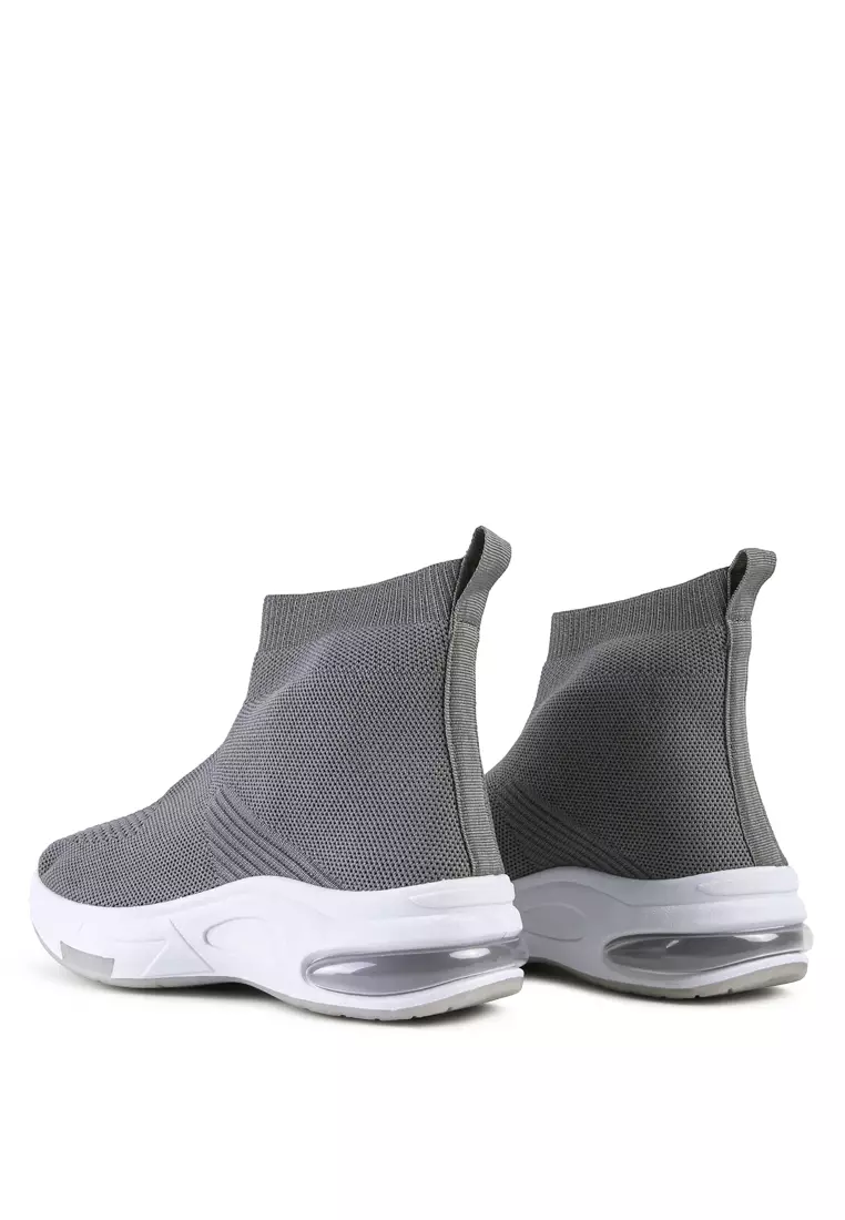 Grey Knitted Ankle Chunky Sneaker Boots