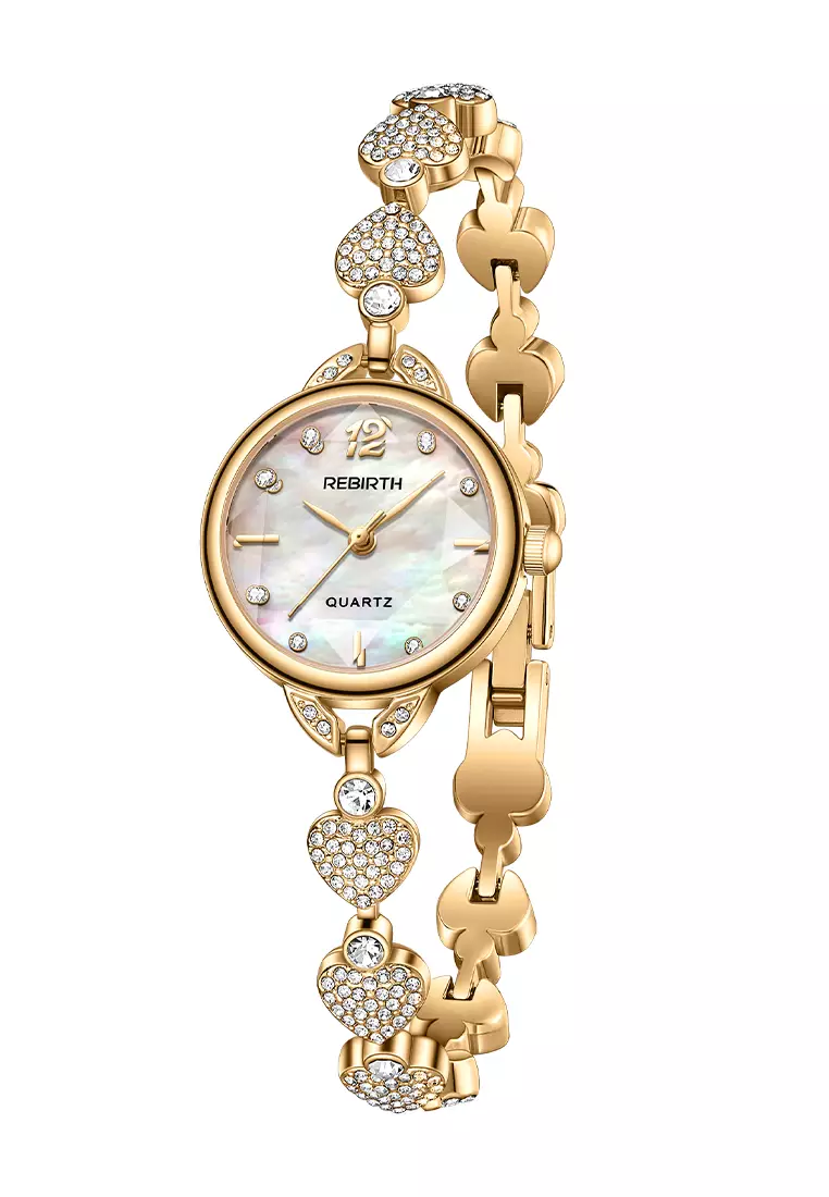 Jam Tangan Wanita Tali Gelang Berlian Mewah Anggun Anti Air Kuarsa Jam Tangan Cewek Original Gold