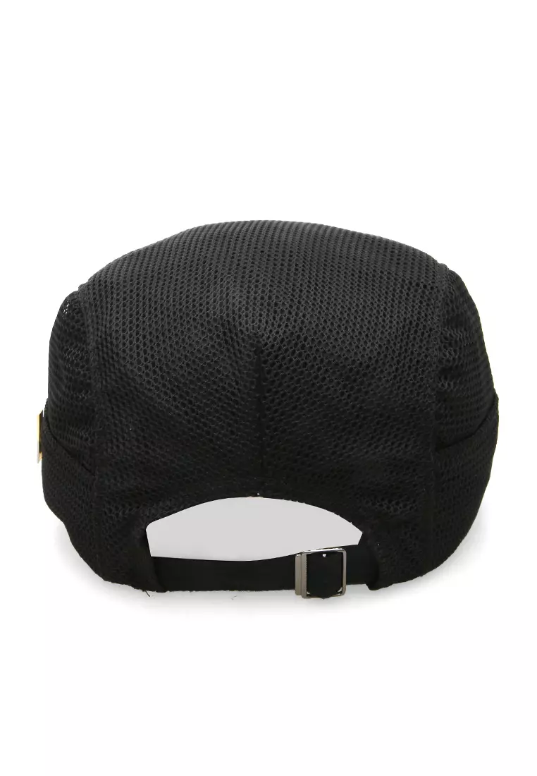 Kai Aksesoris Fashion Topi Pria Wanita Flat Hat Adjustable Strap Material Cotton ORIGINAL - Black