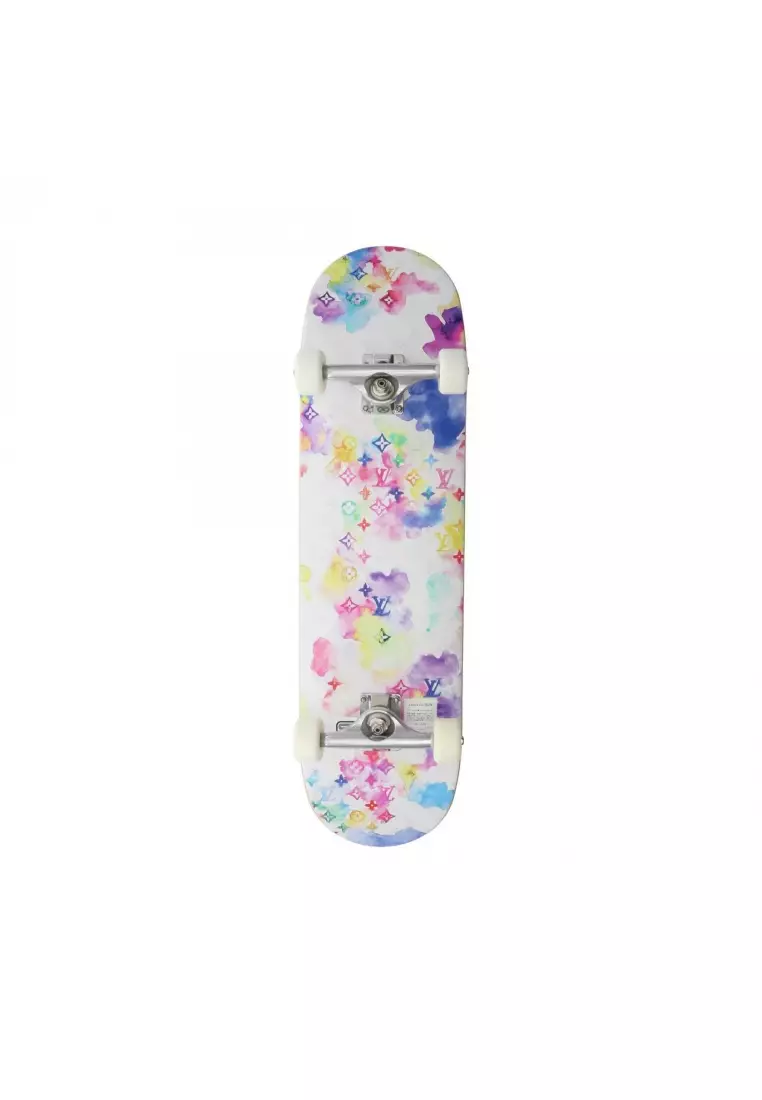Pre-Loved Louis Vuitton monogram watercolor Skateboarding interior wood white multicolor