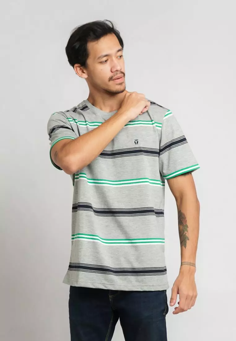 MATSUDA T Shirt Pria Kaos Stripe Motosu