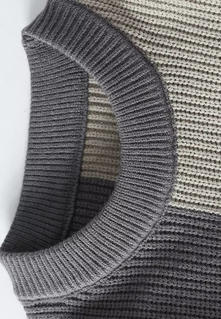VANSA Patchwork Loose Knitted Sweater VCM-Kw23783