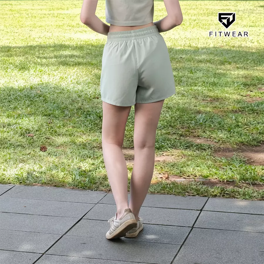 Fitwear Celana Pendek Lari + Inner Olahraga Wanita AZALEA BIGSIZE POCKET ZIP - MINT GREEN