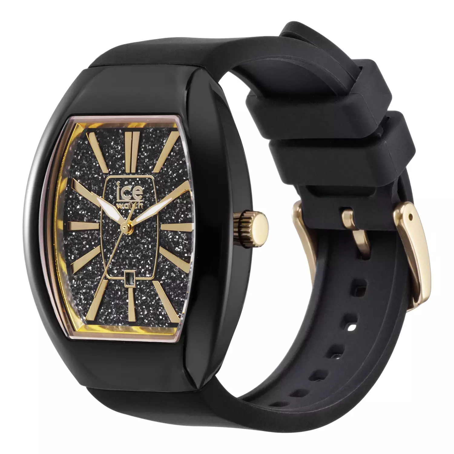 Jam Tangan Wanita Ice Watch ICE Boliday Dome - Black Glitter Gold 35mm [024030]