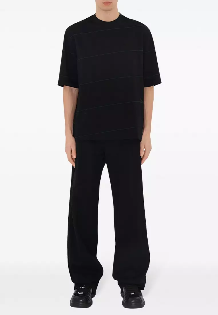 Striped Cotton T恤(黑色)